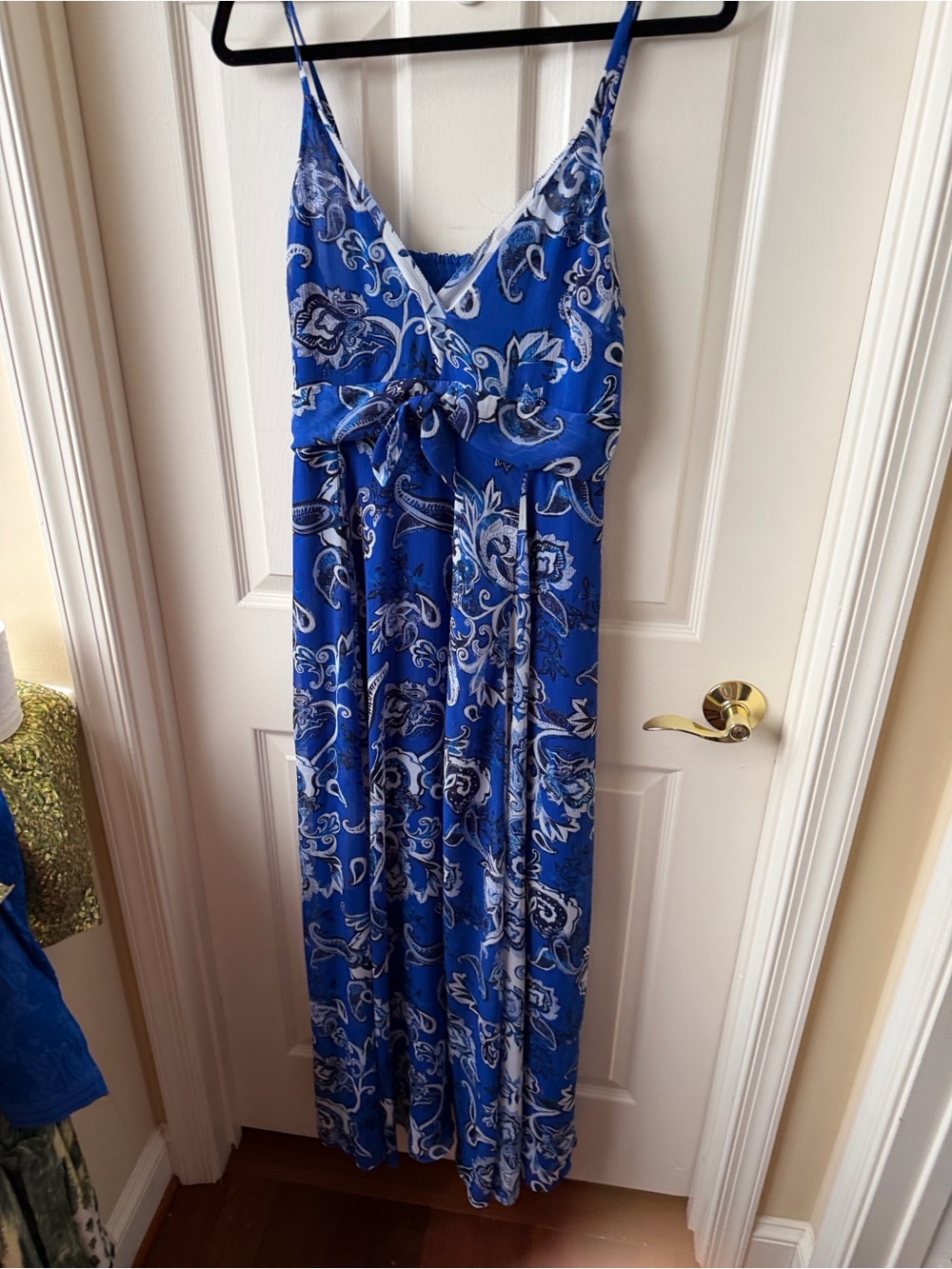 White House Black Market Blue Paisley Tie-Front Maxi Dress nwt 12